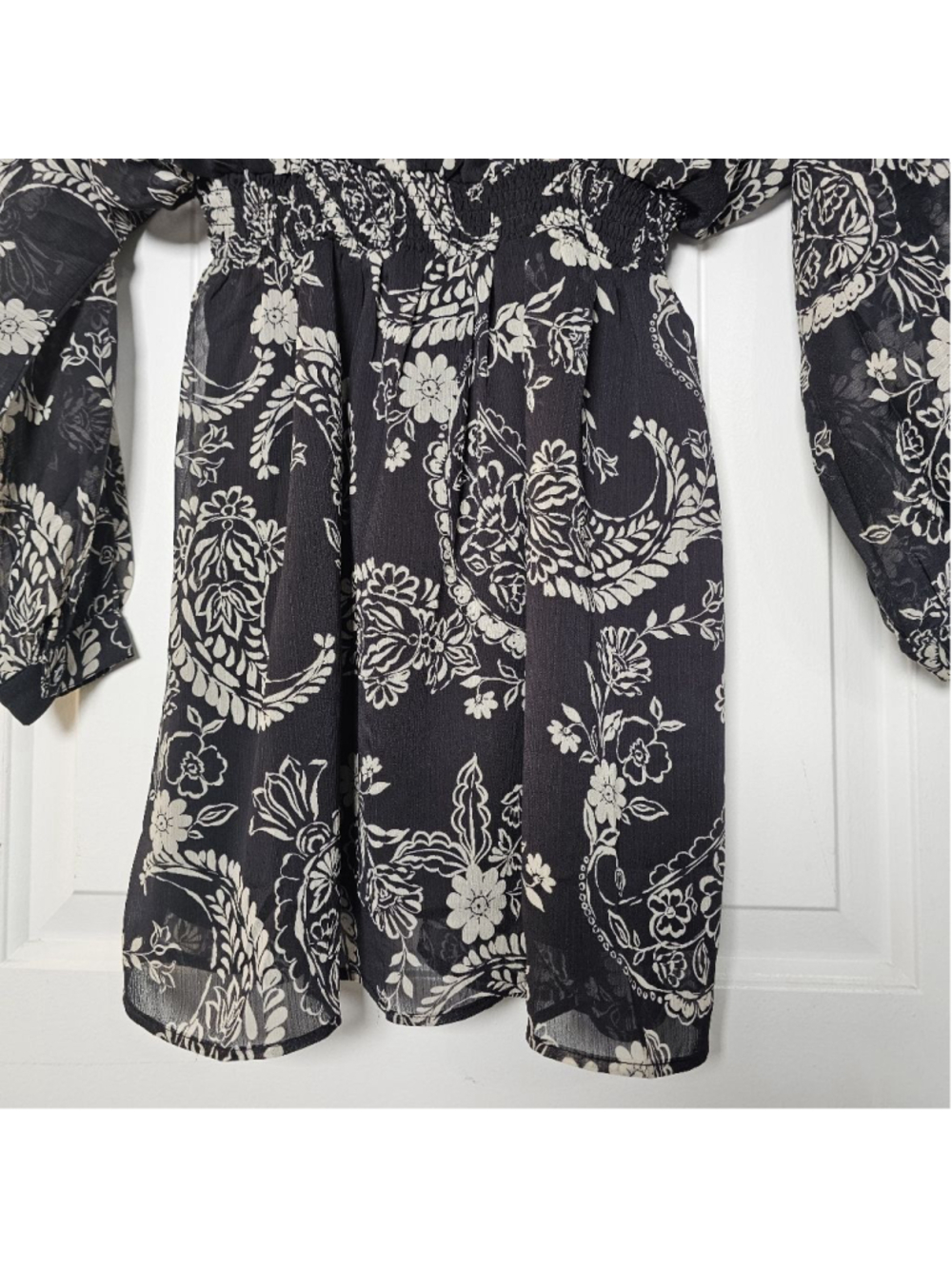12th Tribe black, cream floral tunic short dress/long shirt - Picture 4 of 15